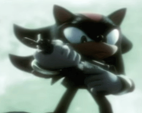 Shadow cocks his gun, in a way that looks a little bit like he's jacking his gun off.